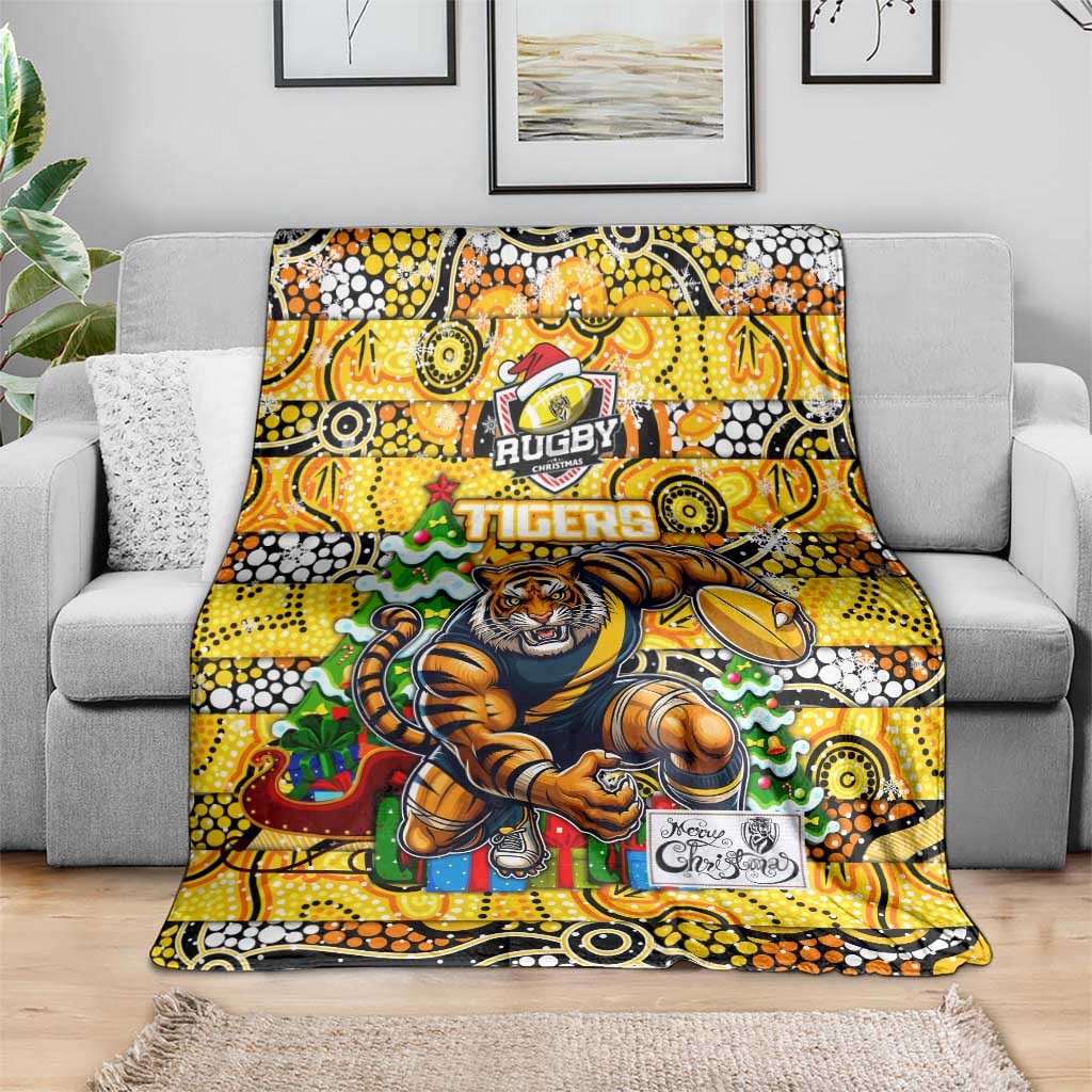 Richmond Tigers Football Merry Christmas Blanket Indigenous Australian Art