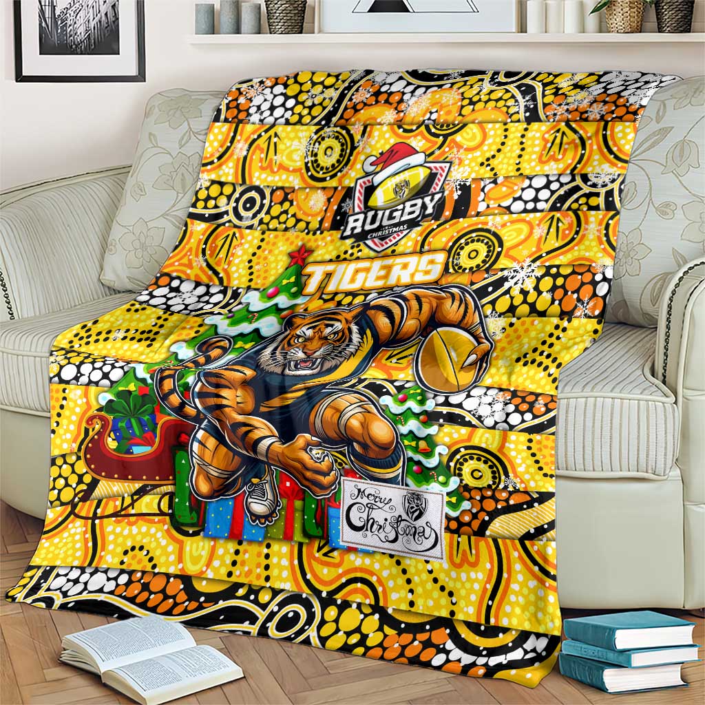 Richmond Tigers Football Merry Christmas Blanket Indigenous Australian Art