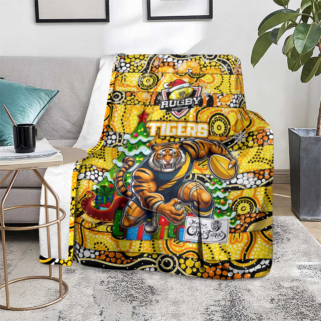 Richmond Tigers Football Merry Christmas Blanket Indigenous Australian Art