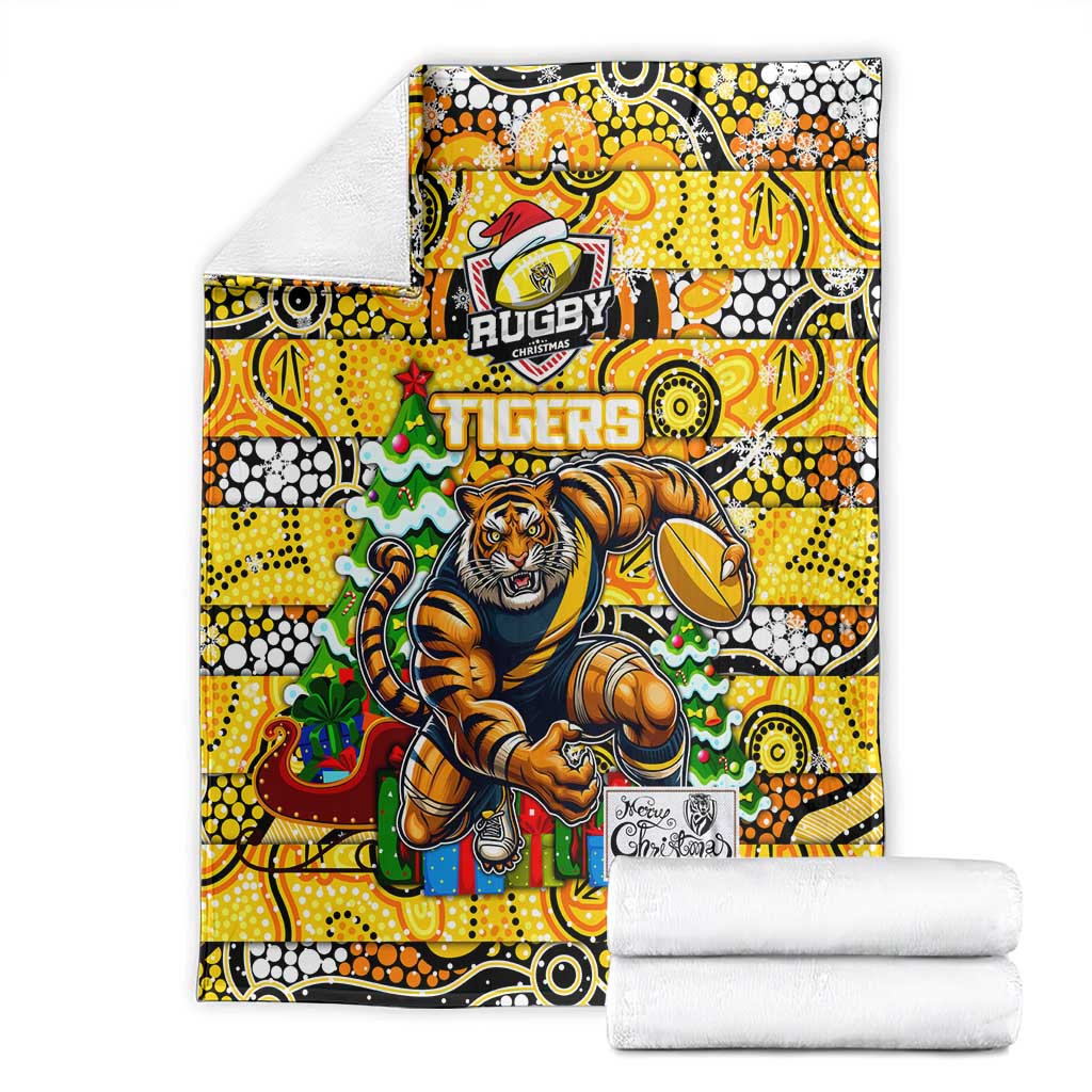 Richmond Tigers Football Merry Christmas Blanket Indigenous Australian Art