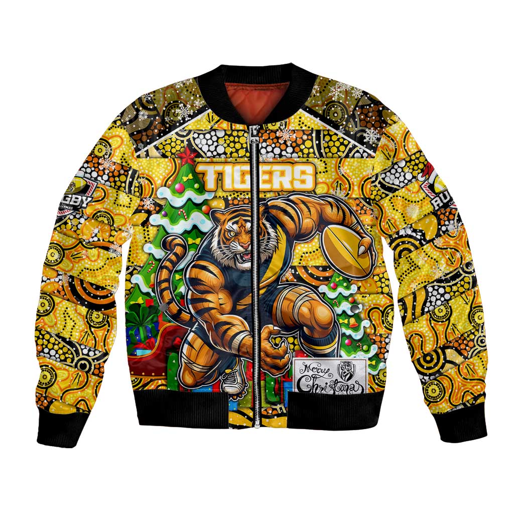 Custom Richmond Tigers Football Merry Christmas Bomber Jacket Indigenous Australian Art