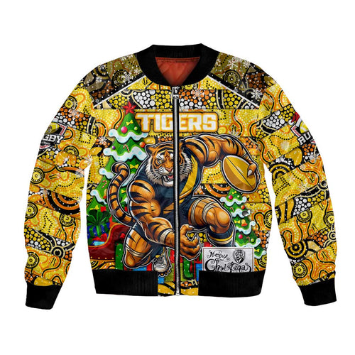 Custom Richmond Tigers Football Merry Christmas Bomber Jacket Indigenous Australian Art