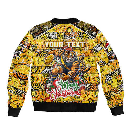 Custom Richmond Tigers Football Merry Christmas Bomber Jacket Indigenous Australian Art