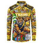 Custom Richmond Tigers Football Merry Christmas Button Sweatshirt Indigenous Australian Art