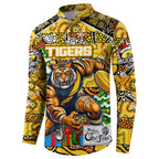 Custom Richmond Tigers Football Merry Christmas Button Sweatshirt Indigenous Australian Art