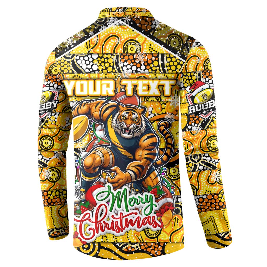 Custom Richmond Tigers Football Merry Christmas Button Sweatshirt Indigenous Australian Art
