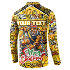 Custom Richmond Tigers Football Merry Christmas Button Sweatshirt Indigenous Australian Art