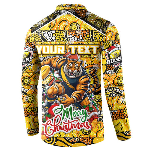 Custom Richmond Tigers Football Merry Christmas Button Sweatshirt Indigenous Australian Art