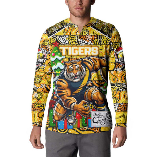 Custom Richmond Tigers Football Merry Christmas Button Sweatshirt Indigenous Australian Art