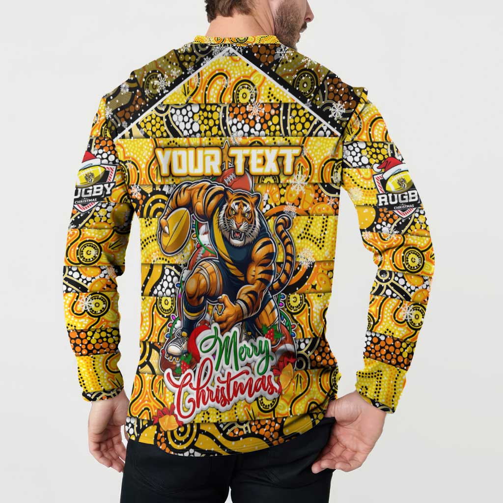 Custom Richmond Tigers Football Merry Christmas Button Sweatshirt Indigenous Australian Art