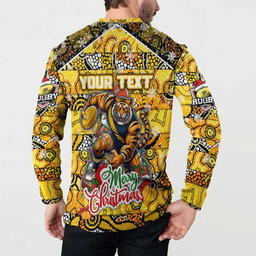 Custom Richmond Tigers Football Merry Christmas Button Sweatshirt Indigenous Australian Art