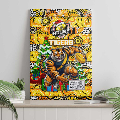 Richmond Tigers Football Merry Christmas Canvas Wall Art Indigenous Australian Art
