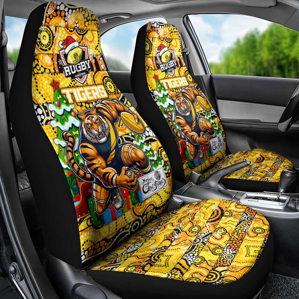 Richmond Tigers Football Merry Christmas Car Seat Cover Indigenous Australian Art