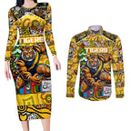 Custom Richmond Tigers Football Merry Christmas Couples Matching Long Sleeve Bodycon Dress and Long Sleeve Button Shirt Indigenous Australian Art