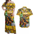Custom Richmond Tigers Football Merry Christmas Couples Matching Off Shoulder Maxi Dress and Hawaiian Shirt Indigenous Australian Art