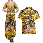 Custom Richmond Tigers Football Merry Christmas Couples Matching Summer Maxi Dress and Hawaiian Shirt Indigenous Australian Art