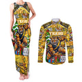 Custom Richmond Tigers Football Merry Christmas Couples Matching Tank Maxi Dress and Long Sleeve Button Shirt Indigenous Australian Art