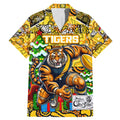 Custom Richmond Tigers Football Merry Christmas Family Matching Mermaid Dress and Hawaiian Shirt Indigenous Australian Art