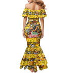 Custom Richmond Tigers Football Merry Christmas Family Matching Mermaid Dress and Hawaiian Shirt Indigenous Australian Art