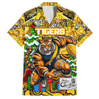Custom Richmond Tigers Football Merry Christmas Family Matching Off Shoulder Maxi Dress and Hawaiian Shirt Indigenous Australian Art