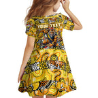 Custom Richmond Tigers Football Merry Christmas Family Matching Off Shoulder Short Dress and Hawaiian Shirt Indigenous Australian Art
