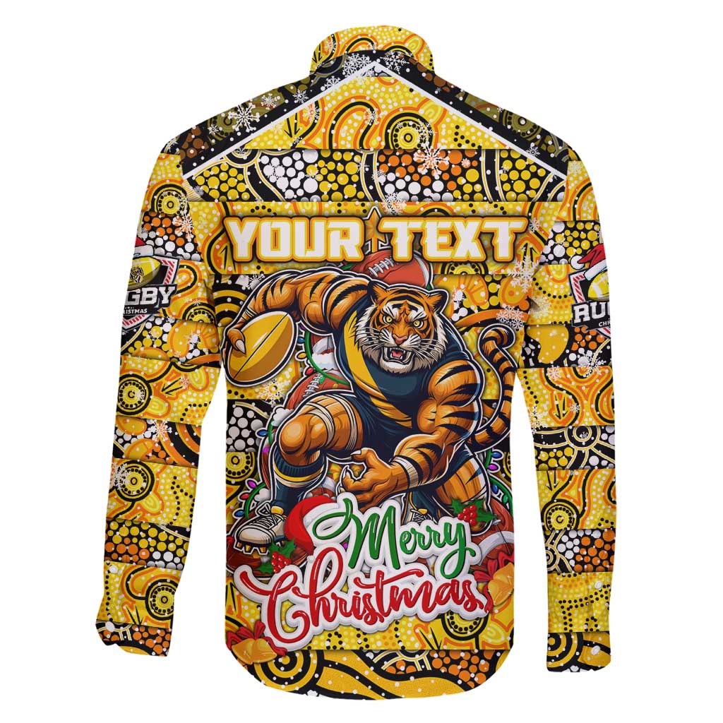 Custom Richmond Tigers Football Merry Christmas Family Matching Off Shoulder Short Dress and Hawaiian Shirt Indigenous Australian Art