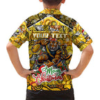 Custom Richmond Tigers Football Merry Christmas Family Matching Short Sleeve Bodycon Dress and Hawaiian Shirt Indigenous Australian Art