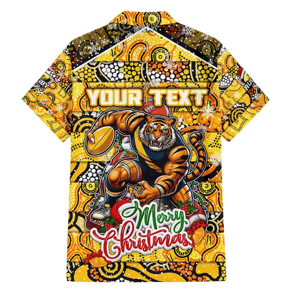 Custom Richmond Tigers Football Merry Christmas Family Matching Summer Maxi Dress and Hawaiian Shirt Indigenous Australian Art