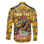 Custom Richmond Tigers Football Merry Christmas Family Matching Tank Maxi Dress and Hawaiian Shirt Indigenous Australian Art