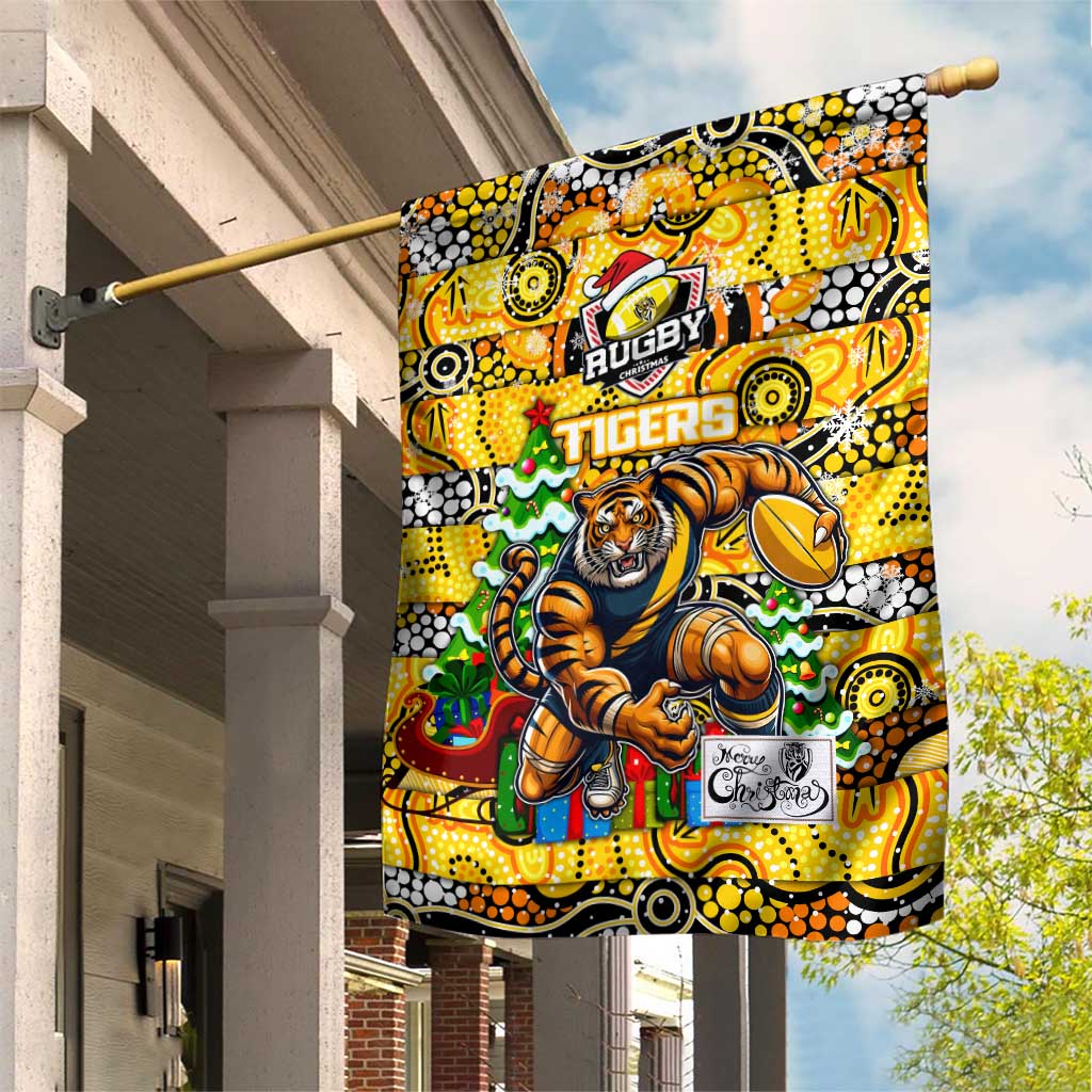 Richmond Tigers Football Merry Christmas Garden Flag Indigenous Australian Art