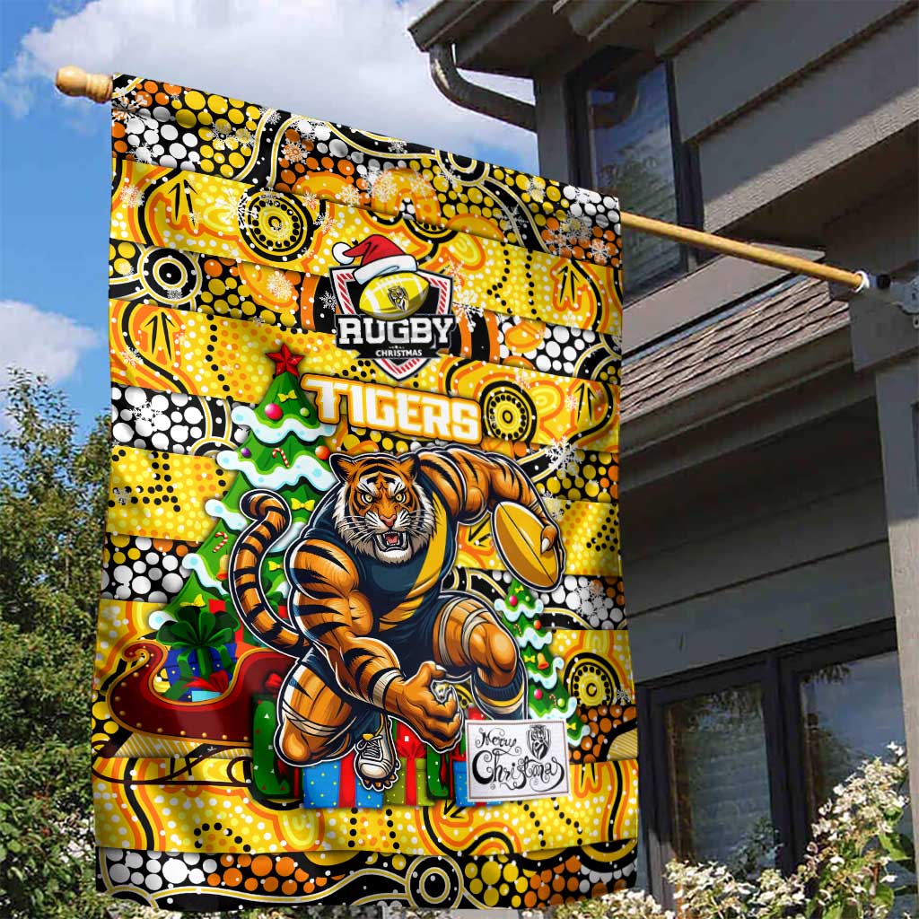 Richmond Tigers Football Merry Christmas Garden Flag Indigenous Australian Art