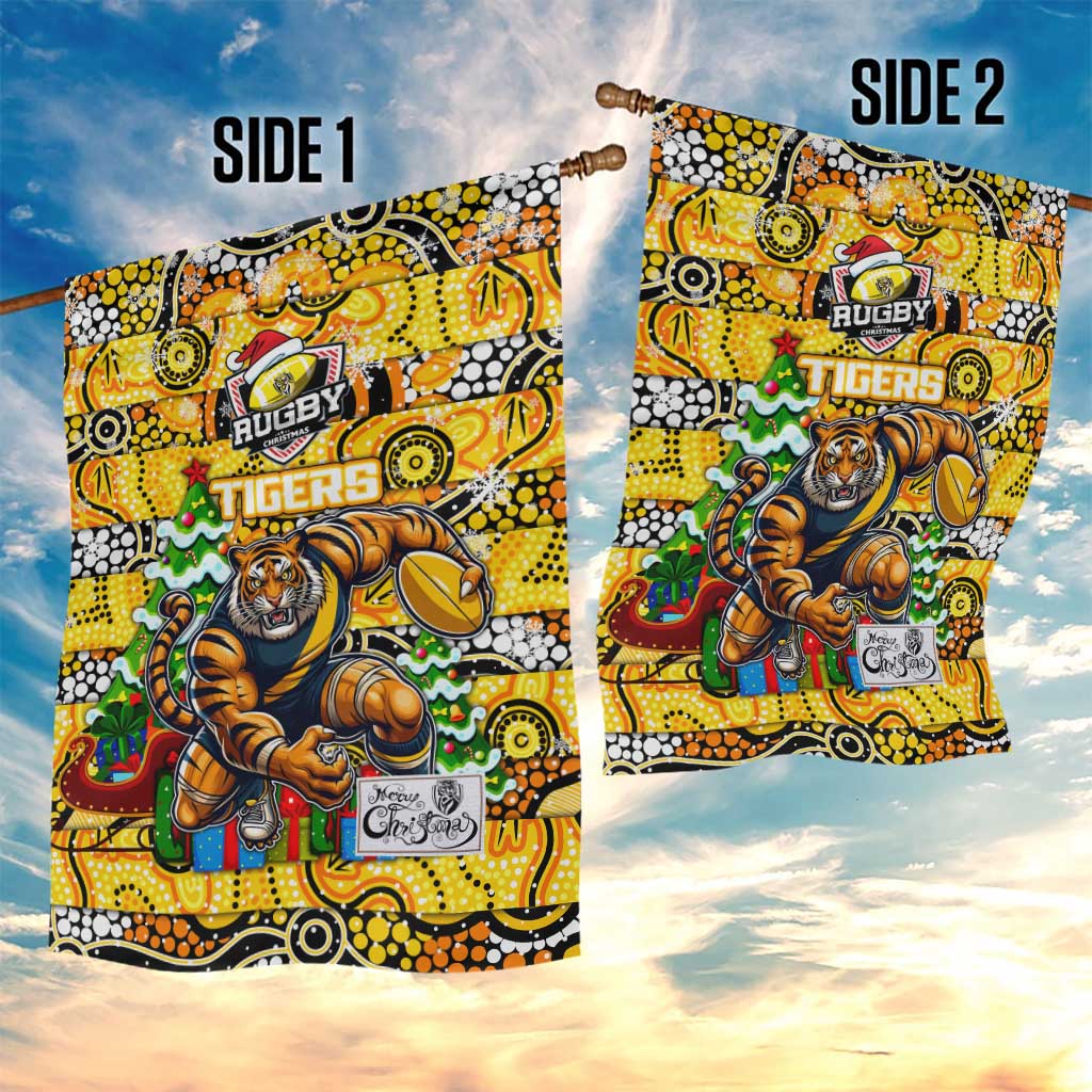 Richmond Tigers Football Merry Christmas Garden Flag Indigenous Australian Art