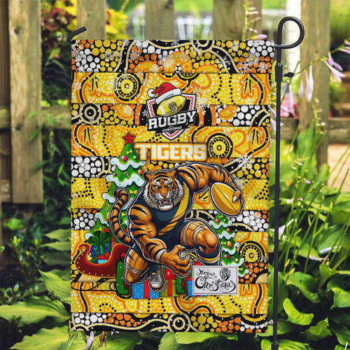 Richmond Tigers Football Merry Christmas Garden Flag Indigenous Australian Art