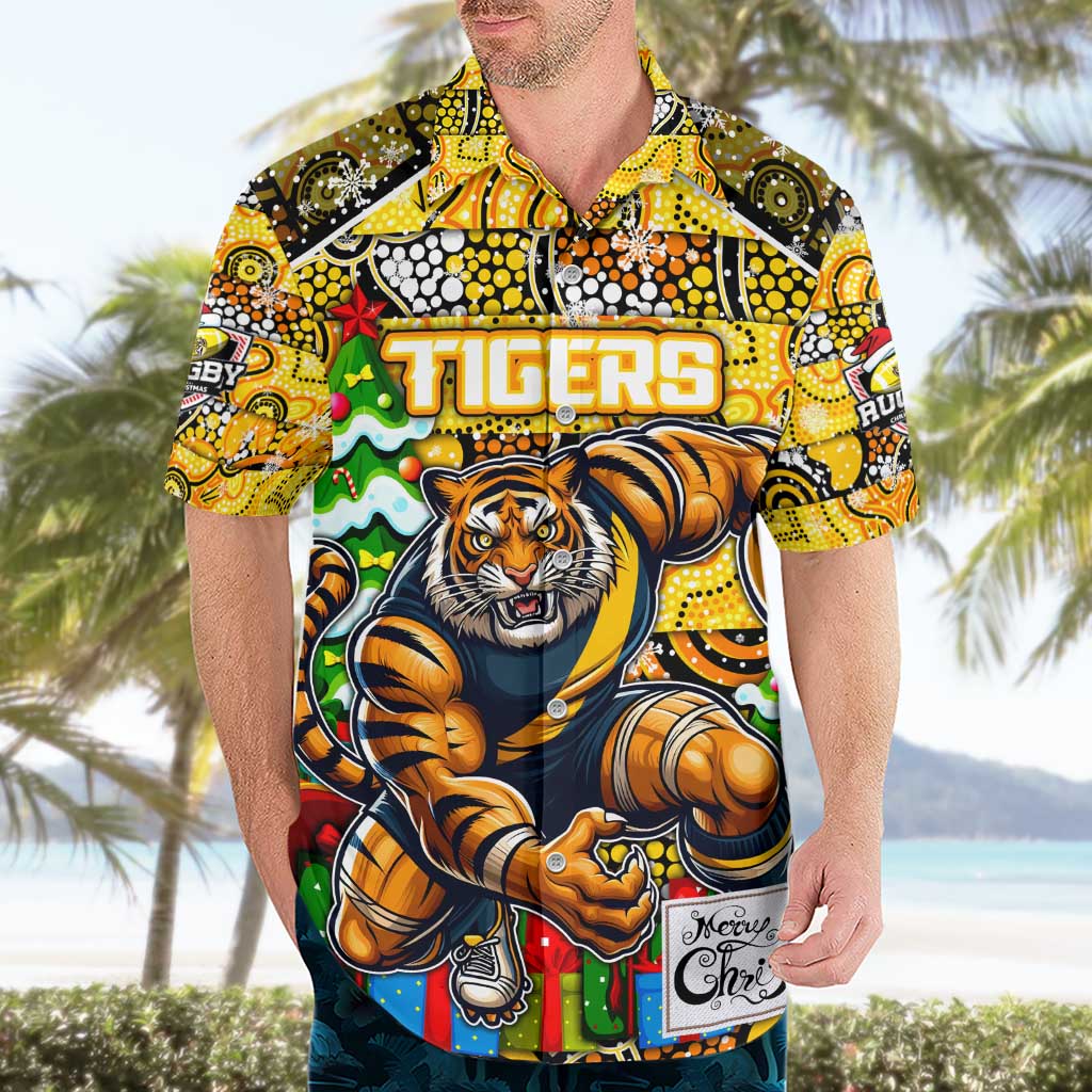 Custom Richmond Tigers Football Merry Christmas Hawaiian Shirt Indigenous Australian Art
