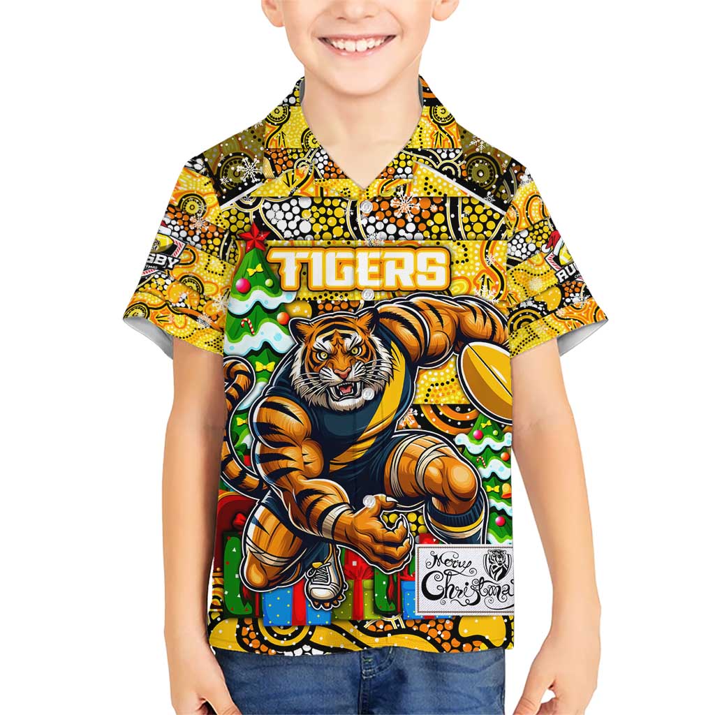 Custom Richmond Tigers Football Merry Christmas Hawaiian Shirt Indigenous Australian Art