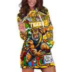 Custom Richmond Tigers Football Merry Christmas Hoodie Dress Indigenous Australian Art
