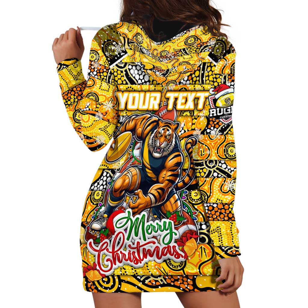 Custom Richmond Tigers Football Merry Christmas Hoodie Dress Indigenous Australian Art
