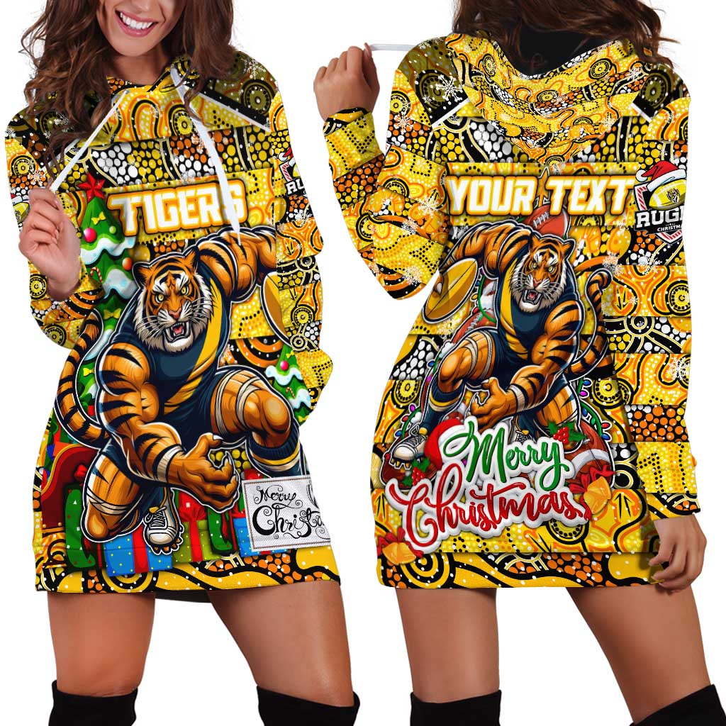 Custom Richmond Tigers Football Merry Christmas Hoodie Dress Indigenous Australian Art