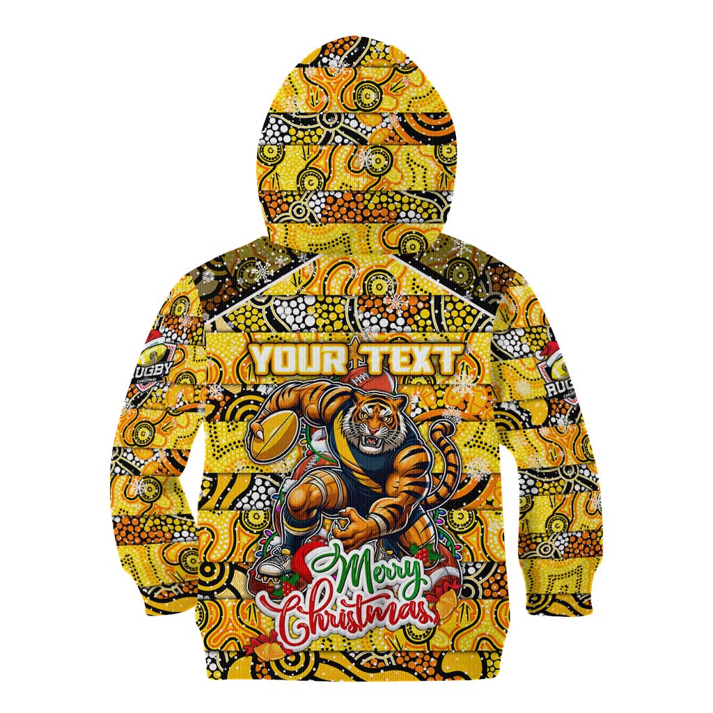 Custom Richmond Tigers Football Merry Christmas Kid Hoodie Indigenous Australian Art