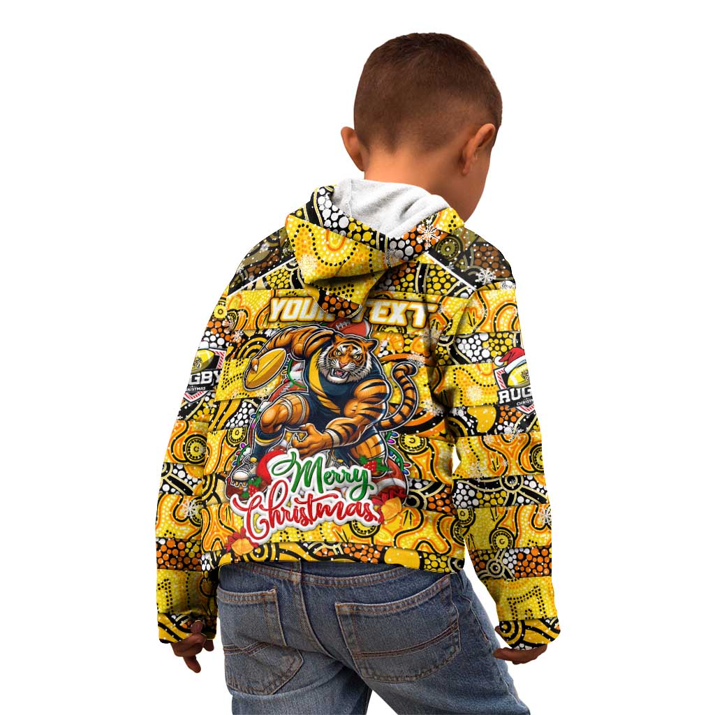 Custom Richmond Tigers Football Merry Christmas Kid Hoodie Indigenous Australian Art