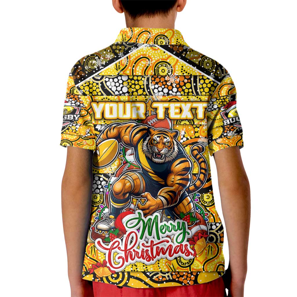 Custom Richmond Tigers Football Merry Christmas Kid Polo Shirt Indigenous Australian Art