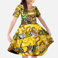 Custom Richmond Tigers Football Merry Christmas Kid Short Sleeve Dress Indigenous Australian Art