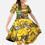 Custom Richmond Tigers Football Merry Christmas Kid Short Sleeve Dress Indigenous Australian Art
