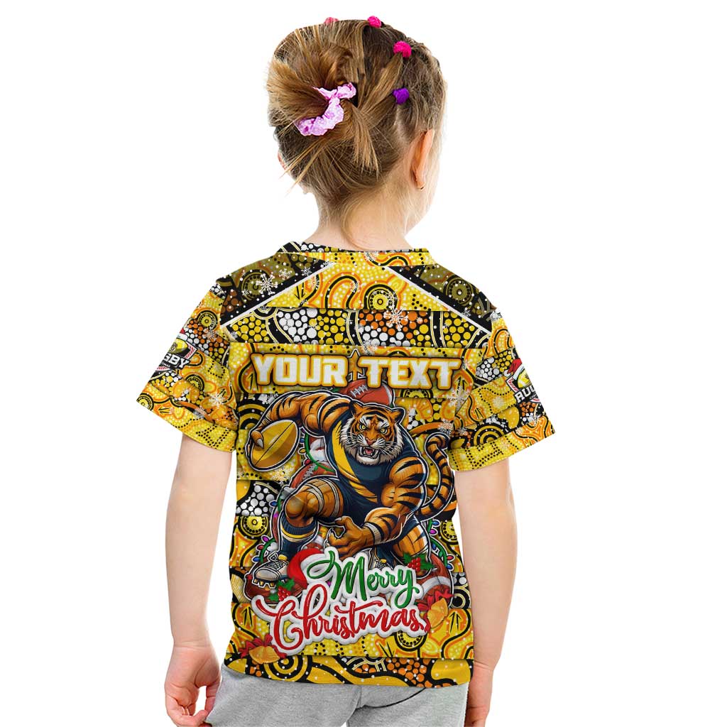 Custom Richmond Tigers Football Merry Christmas Kid T Shirt Indigenous Australian Art