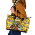 Richmond Tigers Football Merry Christmas Leather Tote Bag Indigenous Australian Art