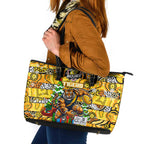 Richmond Tigers Football Merry Christmas Leather Tote Bag Indigenous Australian Art