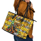 Richmond Tigers Football Merry Christmas Leather Tote Bag Indigenous Australian Art