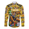 Custom Richmond Tigers Football Merry Christmas Long Sleeve Button Shirt Indigenous Australian Art