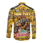 Custom Richmond Tigers Football Merry Christmas Long Sleeve Button Shirt Indigenous Australian Art