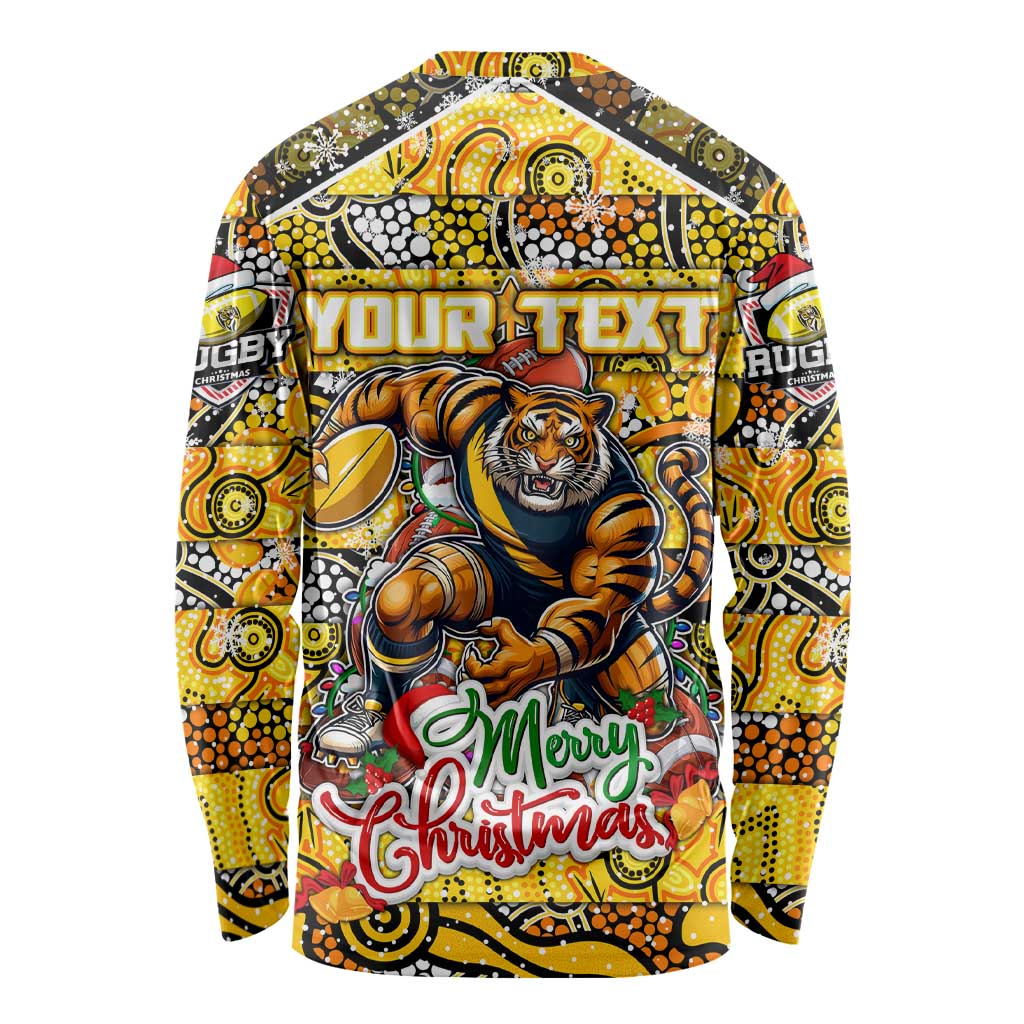 Custom Richmond Tigers Football Merry Christmas Long Sleeve Shirt Indigenous Australian Art